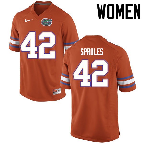 Florida Gators Women #42 Nick Sproles College Football Jersey Orange